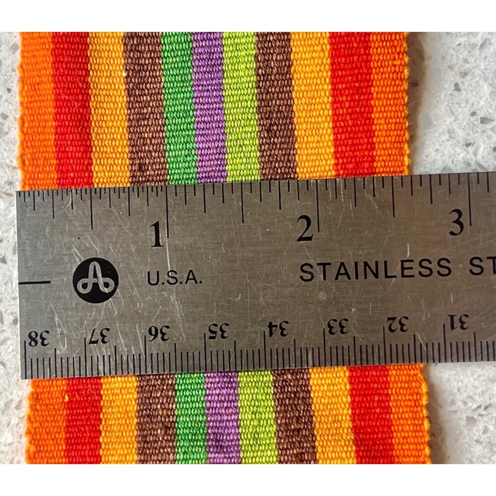 Guatemalan Sash Belt Multicolor 76" Handwoven Boho Gift OJ Red Brown Green Pink - Picture 5 of 7